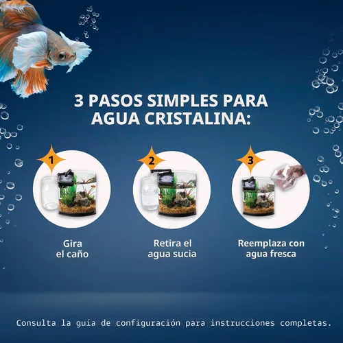 Miniatura 7 de Aqueon Kit de Acuario Pequeño LED MiniBow con Tecnología SmartClean, Azul, 1 Galón