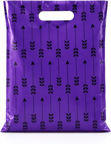 Infinite Pack Bolsos de compras al por menor impresos reutilizables de la mercancía plástica para las boutiques, las tiendas y los centros Flechas