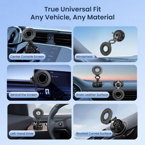 Miniatura 5 de Soporte magnético para teléfono para automóvil, giratorio de 720°, soporte de teléfono plegable con ventosa universal para salpicadero, parabrisas