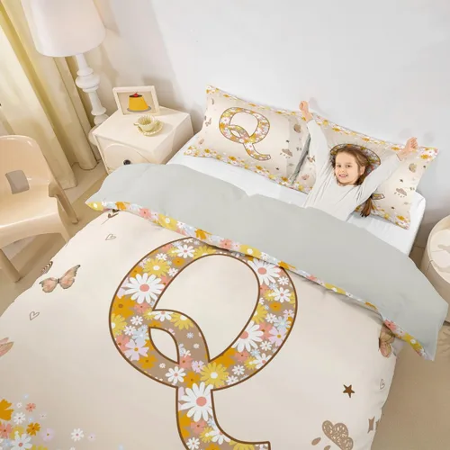 Miniatura 22 de Erosebridal Groovy - Juego de ropa de cama con inicial B de flores de los años 60S y 70S, funda de edredón floral vintage, juego de cama retro