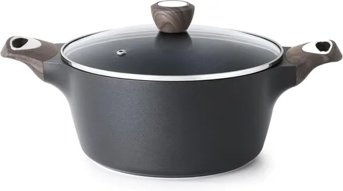 SENSARTE Olla antiadherente con tapa, olla de sopa de 2,6/4,5/6,6/8,5 QT, olla para guisos, olla para pasta saludable, olla de cocina grande y Negro