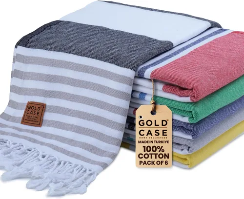 Miniatura 33 de GOLD CASE HOME COLLECTION - Juego de toallas turcas de playa LYCIA de 6 unidades – 100% algodón, toallas turcas de playa a granel 177,8 x 96,5 cm