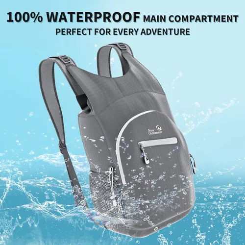 Miniatura 2 de Outlander Mochila de senderismo 100% impermeable, ligera, plegable, para viajes, mochila de día Gris