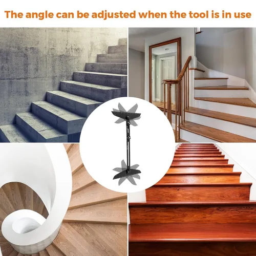 Miniatura 7 de BEAMNOVA Medidor de peldaños de escalera ajustable, herramienta de plantilla de acero inoxidable de 11 a 60 pulgadas con escala angular