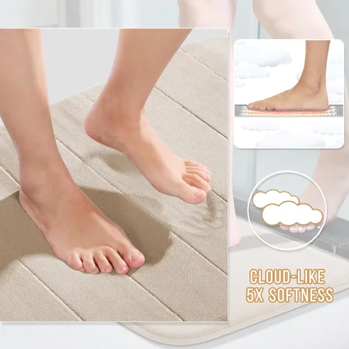 Miniatura 3 de Yimobra Tapete de baño de espuma viscoelástica, súper suave, absorbente, antideslizante, de secado rápido, lavable a máquina, tapete para bañera