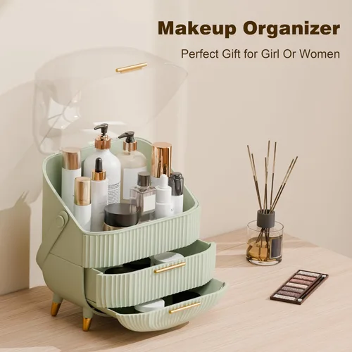 Miniatura 3 de lurcns Organizadores y almacenamiento de maquillaje, organizador de maquillaje para cosméticos de tocador, organizadores de cuidado de la piel