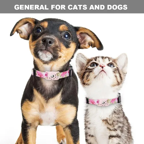 Miniatura 4 de Collar para perro, compatible con AirTag, collar de poliéster para cachorros y gatos para perros pequeños, medianos, grandes y extragrandes, rosa