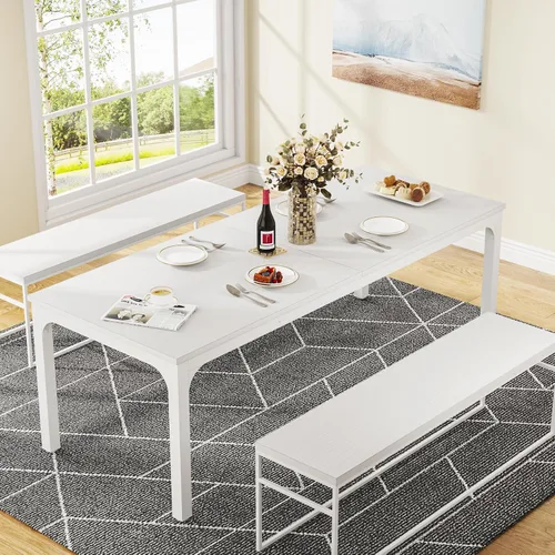 Miniatura 5 de Tribesigns Mesa de comedor negra para 6-8 personas, mesa rectangular grande de 78 pulgadas para comedor, 78.7 x 27.5 x 29.5 pulgadas (solo mesa)