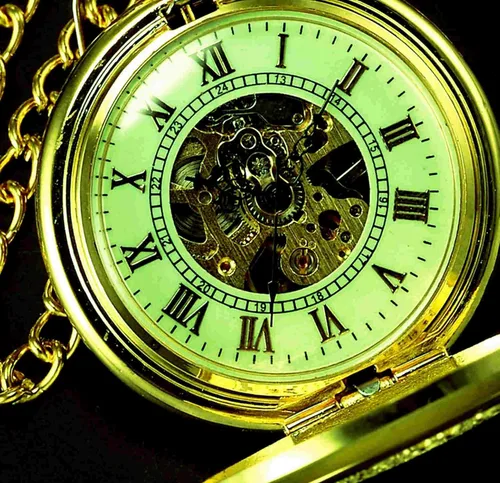 Miniatura 3 de Steampunk - Reloj de bolsillo mecánico con diseño de letras romanas vintage con cadenas para regalos de Navidad