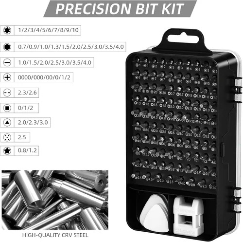 Miniatura 6 de Juego de destornilladores de precisión 115 en 1, kit de herramientas de reparación micro magnética, juego de mini destornilladores, kit