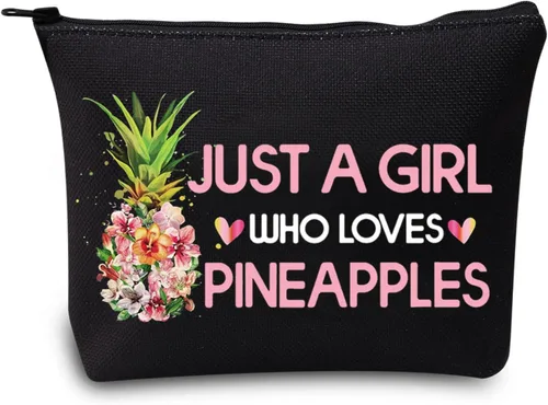 LEVLO Bolsa de cosméticos divertida de piña, regalo para amantes de la fruta, piñas, cremallera, bolsa de piñas, regalo para amantes de las piñas