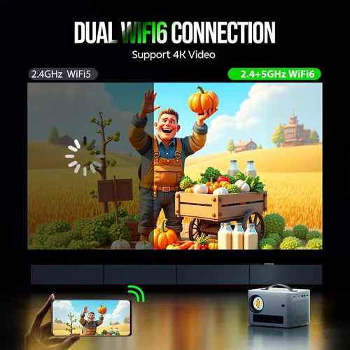 Miniatura 3 de Proyector con WiFi y Bluetooth, Proyector Nativo 1080P con Soporte 4K con Corrección Trapezoidal Vertical Automática, Proyector de Películas Blanco