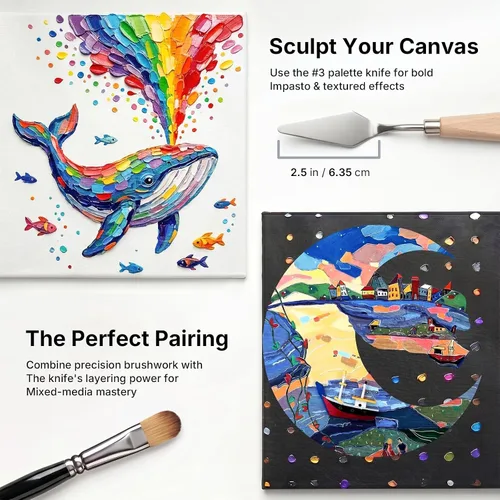Miniatura 5 de Nicpro Juego de 30 pinceles de pintura, pinceles profesionales con espátula de pintura y rollo de tela, pinceles de pintura para acrílico, óleo