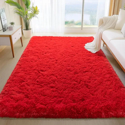 Miniatura 21 de Alfombra pequeña rosa para dormitorio, alfombras de área esponjosas peludas de 2x3 pies para habitación de niñas y niños, alfombra suave
