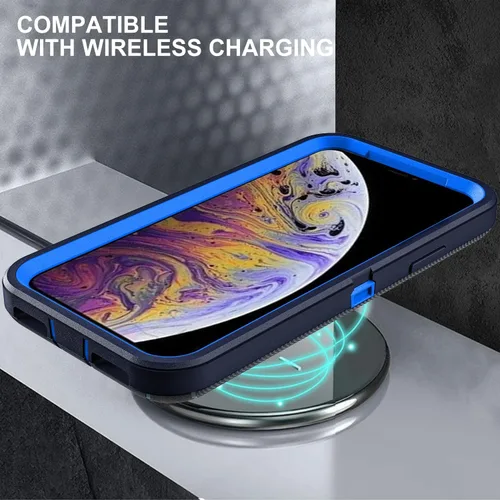 Miniatura 6 de YKHJKLEC Funda para iPhone Xs Max, grado militar 3 en 1, resistente a los golpes, a prueba de caídas, polvo con 2 protectores de pantalla de vidrio