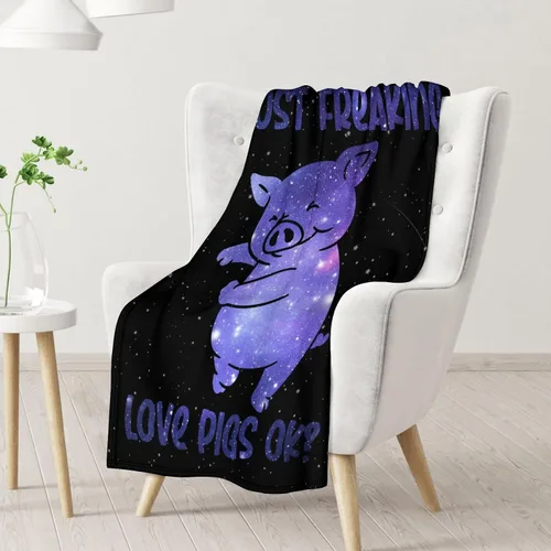 Miniatura 2 de Regalos de cerdos para los amantes de los cerdos, 30 x 40 pulgadas, bonita manta para niños, manta de felpa suave y mullida negra para regazo