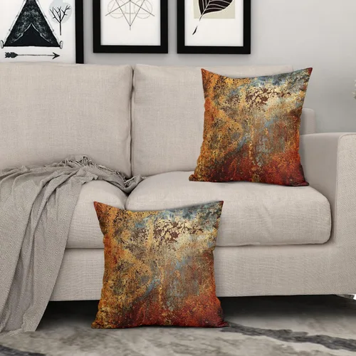 Miniatura 7 de Fundas de almohada de metal marrón óxido de 16 x 16 pulgadas, color dorado oxidado, canela, cobre, bronce, fundas metálicas, juego de 2 almohadas