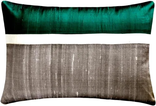 Miniatura 6 de Fabric Mart Direct Funda de cojín para sofá, fundas de cojín decorativas de color verde y gris, de 12 x 12 pulgadas, almohadas de retazos de bloques