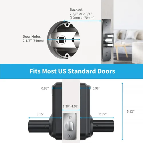 Miniatura 7 de Signstek Cerradura de puerta de entrada sin llave con asa, perilla de puerta de teclado digital, cerradura electrónica inteligente con código