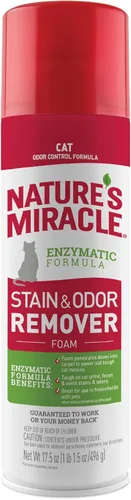 Nature's Miracle Espuma eliminadora de manchas y olores para gatos, resistente a la orina de gato, heces, vómitos, babas y otras manchas y olores