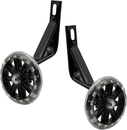 Miniatura 17 de Par de ruedas auxiliares de bicicleta para niños, accesorios para bicicletas de 12 "14" 16", ruedas de entrenamiento flash Negro