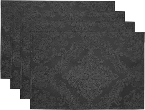 Elrene Home Fashions Caiden Elegance - Manteles individuales de tela damasco impermeables, resistentes a las manchas y a las arrugas (juego de 4),