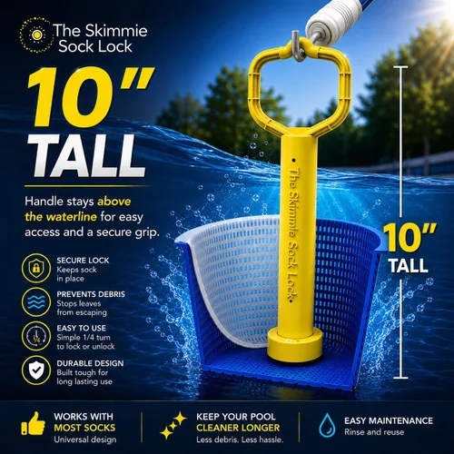 Miniatura 2 de Skimmie Sock Lock - Máxima comodidad de limpieza de piscinas: mango extraíble para calcetines Skimmer mantiene los desechos dentro, incluso cuando