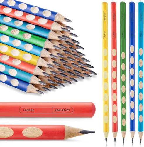 Miniatura 11 de M&G 12 piezas de lápices triangulares con agujero para niños, lápices 2B con poste triangular y corrección de agarre, lápices de grafito con madera