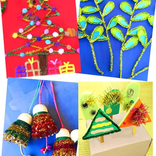 Miniatura 7 de 100 tallos de felpilla de oropel con brillantina, flexibles y flexibles y flexibles para decoración de manualidades creativas, tallos de felpilla