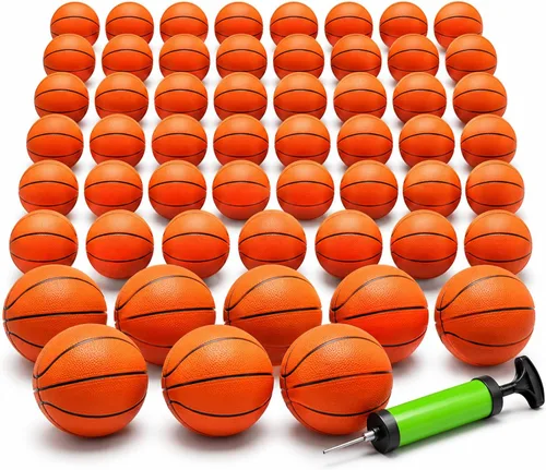 Miniatura 11 de Oleitodh Juego de 18 mini pelotas de baloncesto de 5 pulgadas, juego de pelotas de baloncesto pequeñas de PVC para juegos de aro sobre la puerta