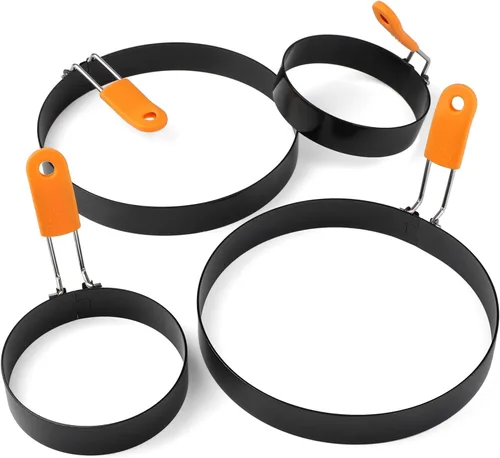 4 anillos de huevo para freír huevos de acero inoxidable para panqueques para parrilla, anillos antiadherentes para huevos fritos para magdalenas