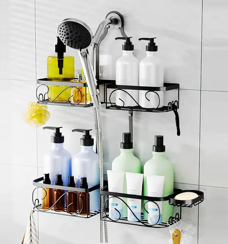 Organizador de ducha de acero inoxidable para cabezales de ducha de mano, organizador de ducha que nunca se oxida, estante organizador de baño de