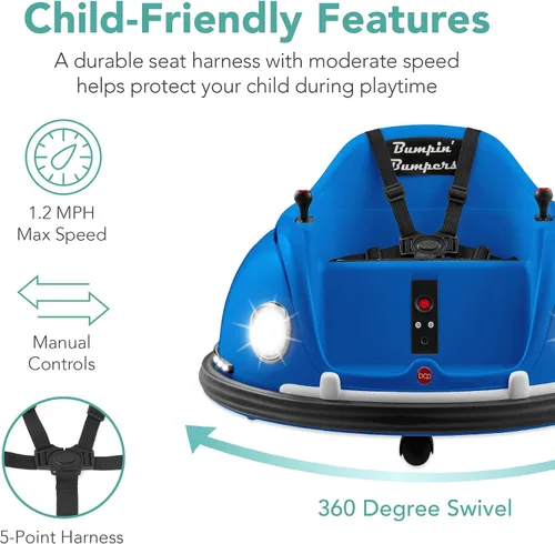 Miniatura 6 de Best Choice Products Auto Eléctrico Ride On Bumper Car Bumpin de 6V para Niños, 1.5 - 6 Años, Control Remoto para Padres, Giro de 360 Grados, Luces