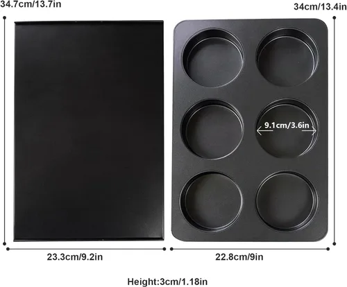 Miniatura 2 de Molde antiadherente para magdalenas inglesas con tapa, molde antiadherente para panecillos para hamburguesas, hamburguesas, panecillos para hornear