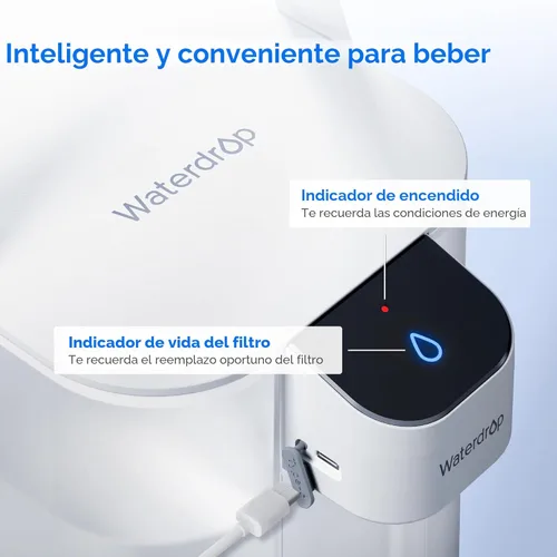 Miniatura 8 de Waterdrop Jarra de filtro de agua eléctrica, reduce el 99.6% del plomo y más de 45 impurezas, dispensador de agua recargable de 200 galones, sistema