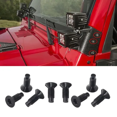 8 piezas de pernos estilo OEM para Jeep compatibles con Jeep Wrangler 1976-1986 CJ 1987-1995 YJ 1997-2006 TJ, tornillos Torx M8 para soportes de luz