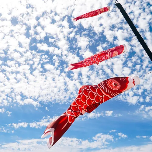 Miniatura 5 de En la brisa peces koi Windsock, Rojo