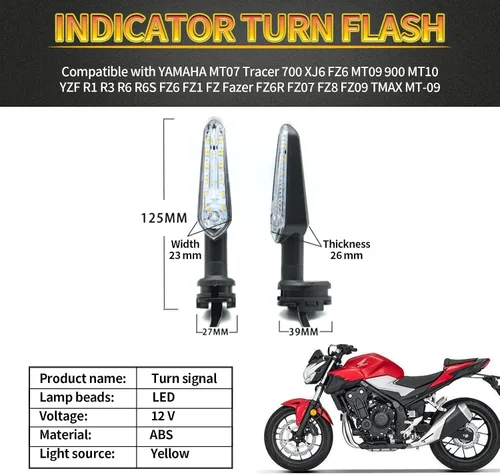 Miniatura 5 de 2 piezas de luces de señal de giro LED de reemplazo para YAMAHA MT07 Tracer 700 XJ6 FZ6 MT09 900 MT10 YZF R1 R3 R6 R6S FZ6 FZ1 FZ Fazer FZ6R FZ07