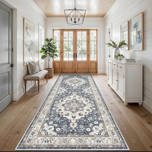 Miniatura 20 de Alfombra lavable de 2 x 3 pies para entrada: alfombras vintage con respaldo antideslizante para cocina, baño, alfombra resistente al agua
