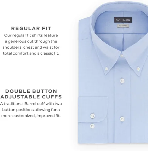 Miniatura 6 de Van Heusen Camisa de vestir con cuello con botones y corte regular para hombre, Azul cobalto