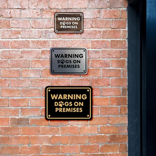 Miniatura 3 de Diamante enmarcado clásico, letrero de advertencia de perros en las instalaciones (negro) - grande