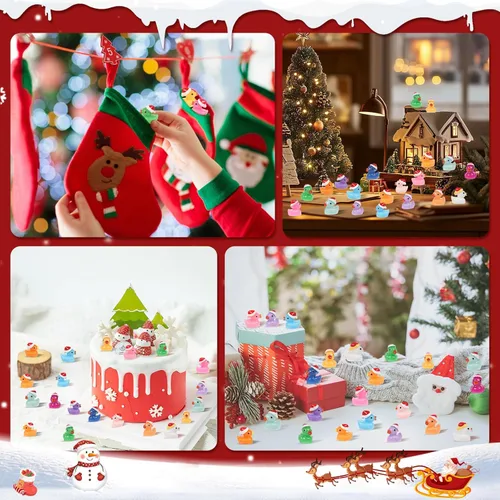 Miniatura 5 de 160 piezas de patos pequeños de Navidad con gorro de Santa, mini patos de resina, patitos pequeños de plástico para Navidad, accesorios para casa