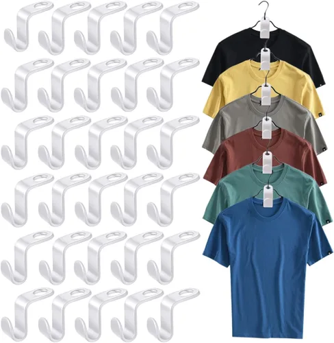 Miniatura 13 de 150 ganchos para colgar ropa, clips extensores de plástico resistente, ganchos de conexión de terciopelo, ganchos de suspensión en cascada para 150