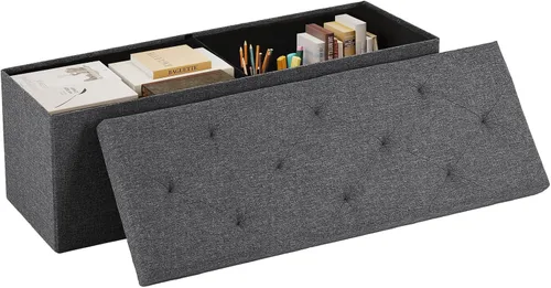 Miniatura 9 de NEWBULIG Banco Otomán de Almacenamiento Plegable de 30 Pulgadas con Asiento Acolchado para Dormitorio, Taburetes Reposapiés Pequeños al Final