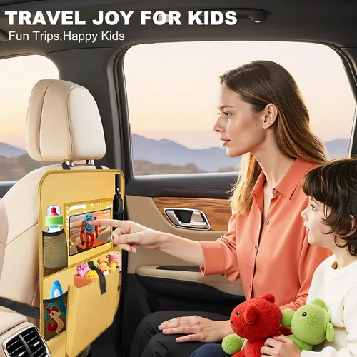 Miniatura 2 de Organizador para el asiento trasero del coche con soporte para tableta, 6 bolsillos de almacenamiento, protectores de respaldo de asiento