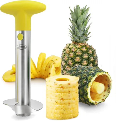 Miniatura 10 de Descorazonador de piña, [actualizado, reforzado, hoja más gruesa] Newness - removedor prémuim de núcleos de piña de acero inoxidable, herramienta