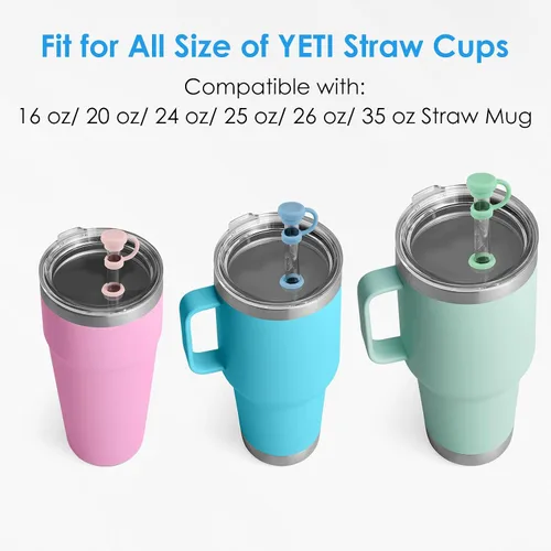 Miniatura 4 de ERKOON Juego de tapones de silicona para derrames compatible con vasos de paja YETI, accesorios para vasos, funda de popote de silicona, protectores