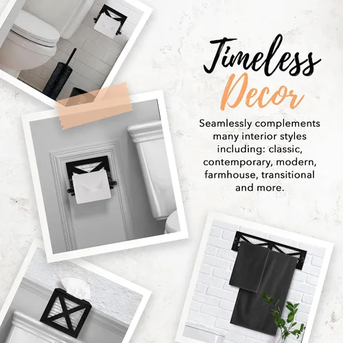 Miniatura 4 de Autumn Alley Portarrollos de papel higiénico de granja negro – Accesorio decorativo de baño de granja – Madera negra y metal galvanizado corrugado