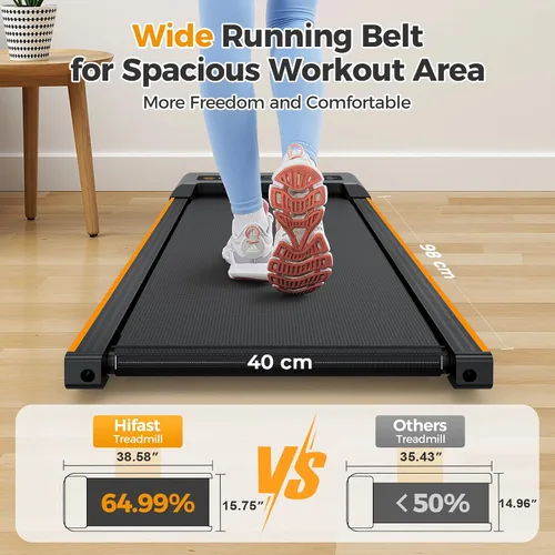 Miniatura 3 de HiFast Alfombra de Caminar con Inclinación, Cinta de Correr para Debajo del Escritorio para el Hogar, Caminadoras Portátiles de 2.5 HP