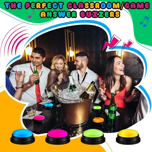 Miniatura 4 de Honoson Paquete de 8 botones de respuesta grabables, botones de sonido programables personalizables, divertidos regalos de cumpleaños para familia